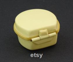 Small White Vintage Bakelite Powder Box with Mirror, Mini Retro Make Up Container Beige Color, Handbag Vanity Compact Accessory from France