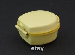 Small White Vintage Bakelite Powder Box with Mirror, Mini Retro Make Up Container Beige Color, Handbag Vanity Compact Accessory from France