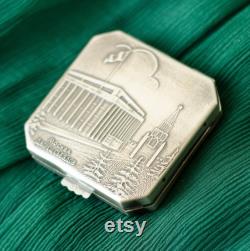 Soviet vintage powder compact mirror MOSCOW, Russian gifts from Ukraine