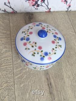 St Michael powder pot , floral trinket dish with lid , Vintage Marks and Spencer home-wares