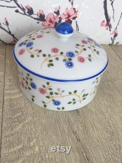 St Michael powder pot , floral trinket dish with lid , Vintage Marks and Spencer home-wares