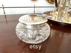 Sterling Lid Cut Glass Powder Vanity Jar Nell