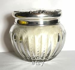 Sterling Silver Top Roses Powder Dresser Vanity Jar La Pierre Antique