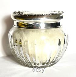 Sterling Silver Top Roses Powder Dresser Vanity Jar La Pierre Antique