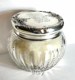 Sterling Silver Top Roses Powder Dresser Vanity Jar La Pierre Antique