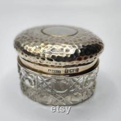 Sterling Silver and Crystal Powder Jar or Vanity Pot Sterling Hallmark circa 1905 Blanckensee and Son Ltd (Birmingham)