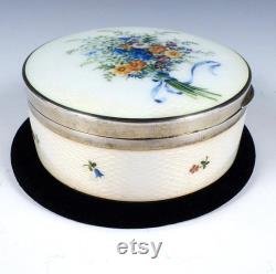 Sterling Silver and Guilloche Enamel Powder Box by Georg Adam Scheid