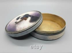 Sterling Silver and Guilloche Enameled Border Collie Portrait Compact Box