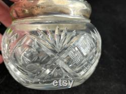 Sterling Vanity Jar Ornate Silver Repousse Lid, Glass, Monogram, Art Nouveau Flowers