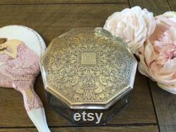 Stunning Antique Victorian Powder Box Crystal Bowl Bottom with Sterling Silver Lid Gorgeous Detailed Lid with Monogram