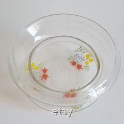 Sweetest Florals Vintage Etched Glass Dish with Lid Vanity Powder Box