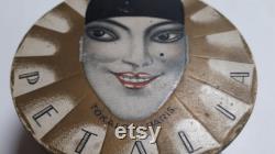 TOKALON Pierrot face powder box, 1930, Petalia, Rachel, 8cm dia