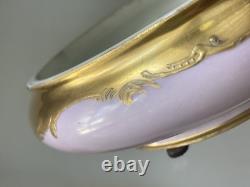 T&V Limoges France Powder Jewelry Dresser Box Lid flowers purple Gold 7 Violets
