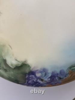 T&V Limoges France Powder Jewelry Dresser Box Lid flowers purple Gold 7 Violets
