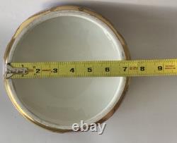 T&V Limoges France Powder Jewelry Dresser Box Lid flowers purple Gold 7 Violets