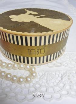 Tabu Dusting Powder Box, Dana Bath Powder Box, Empty French Violinist Lid Powder Box, 40's Cosmetics