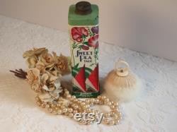 Talcum Powder Tin Sweet Pea Flowers Art Deco Design Vintage c.1930s Bathroom Vanity Boudoir Decor