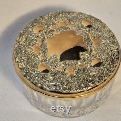 Towle E P Gold Dresser Powder Jar Art Deco Mirror Lid Towle E P Gold Dresser Powder Jar Art Deco Mirror Lid