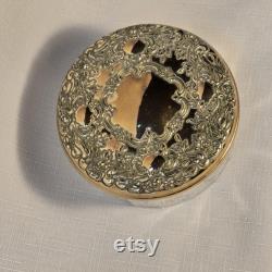 Towle E P Gold Dresser Powder Jar Art Deco Mirror Lid Towle E P Gold Dresser Powder Jar Art Deco Mirror Lid