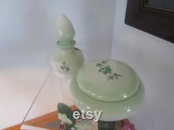 Two Piece Green Floral Ceramic Vanity Set