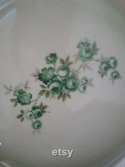 Two Piece Green Floral Ceramic Vanity Set