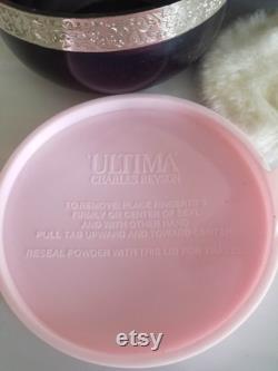 Ultima Pearlescent Dusting Powder Vintage Container silver band and top with tortoise shell base Puff