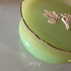 Used vintage Avon dusting powder container Rapture beauty dust container light green powder container powder jar with white doves