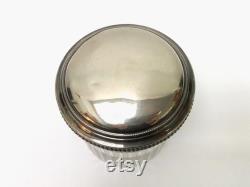 VANITY CRYSTAL JAR Large 19th century French faceted crystal jar with sterling silver topper