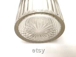 VANITY CRYSTAL JAR Large 19th century French faceted crystal jar with sterling silver topper