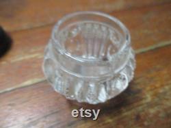 VANITY JAR Vintage Pressed Glass Vanity Jar with NICE Ebony Wood Lid Great Jelwiey Ring or Trinket Dish elegant mid centur decor storage