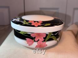 VINTAGE HANKOOK HAND-done powder box vintage dresser box collectable home decor vanity lidded box dresser jar with lid candy dish