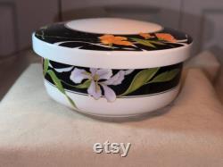 VINTAGE HANKOOK HAND-done powder box vintage dresser box collectable home decor vanity lidded box dresser jar with lid candy dish