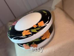 VINTAGE HANKOOK HAND-done powder box vintage dresser box collectable home decor vanity lidded box dresser jar with lid candy dish