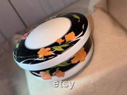 VINTAGE HANKOOK HAND-done powder box vintage dresser box collectable home decor vanity lidded box dresser jar with lid candy dish