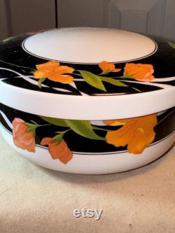 VINTAGE HANKOOK HAND-done powder box vintage dresser box collectable home decor vanity lidded box dresser jar with lid candy dish