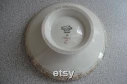 VINTAGE THOMAS IVORY Porcelain Powder Bowl Bavaria Germany Heavy Gold Scroll and Floral Motif