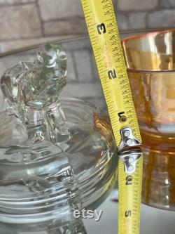 VTG Jeanette Marigold and Clear Glass Elephant Lidded Powder Jar Vanity Dish