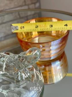 VTG Jeanette Marigold and Clear Glass Elephant Lidded Powder Jar Vanity Dish