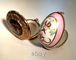 VTG Limoges France Pocket Watch Style Compact Mirror Powder Box + Bonus
