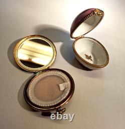 VTG Limoges France Pocket Watch Style Compact Mirror Powder Box + Bonus