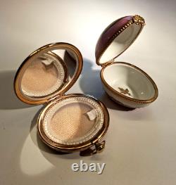 VTG Limoges France Pocket Watch Style Compact Mirror Powder Box + Bonus