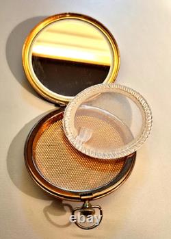 VTG Limoges France Pocket Watch Style Compact Mirror Powder Box + Bonus