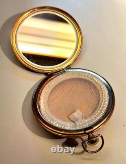 VTG Limoges France Pocket Watch Style Compact Mirror Powder Box + Bonus