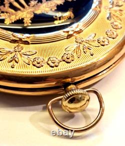 VTG Limoges France Pocket Watch Style Compact Mirror Powder Box + Bonus