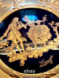 VTG Limoges France Pocket Watch Style Compact Mirror Powder Box + Bonus