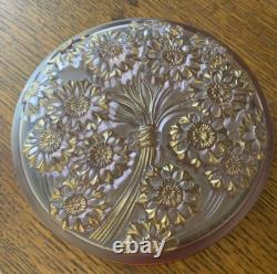 VTG Verlys France Powder Jar Vanity Box Signed Frosted Pink Gold