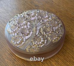 VTG Verlys France Powder Jar Vanity Box Signed Frosted Pink Gold