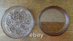 VTG Verlys France Powder Jar Vanity Box Signed Frosted Pink Gold