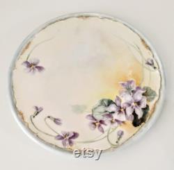 Vanity Accessories Limoges Hand Painted Blue Purple Floral Motif SEE DESCRIPTION