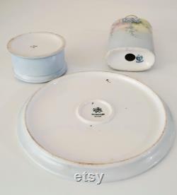 Vanity Accessories Limoges Hand Painted Blue Purple Floral Motif SEE DESCRIPTION